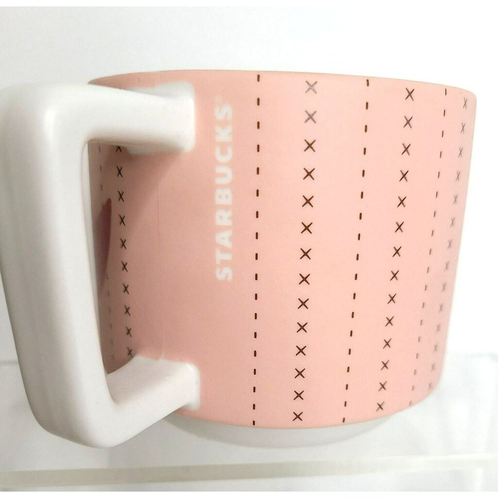 Starbucks Ceramic Mug 2019 White Flower Pink Peach 12 oz Stackable - Picture 4 of 6